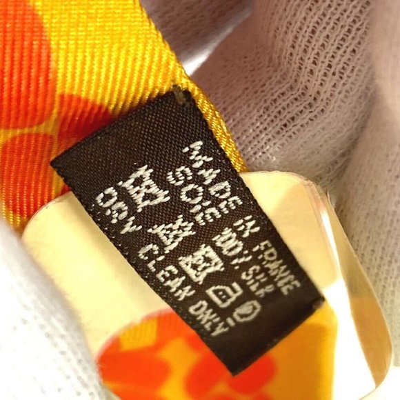 HERMES Chain motif Twilly Silk scarf bag accessories Scarf silk Orange - Picture 7 of 9